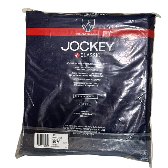 6 Pkg Men’s Vintage Jockey 38 Brief White 2006 Y Front Fly Style 9017 Full Rise - Picture 4 of 7